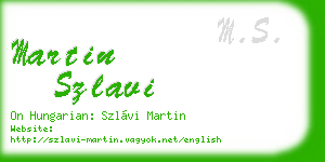 martin szlavi business card